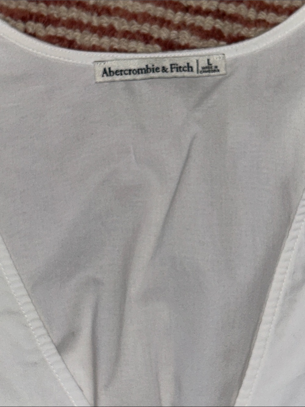 Abercrombie & Fitch White V-Neck Puff Sleeve Blouse - Picture 2 of 5